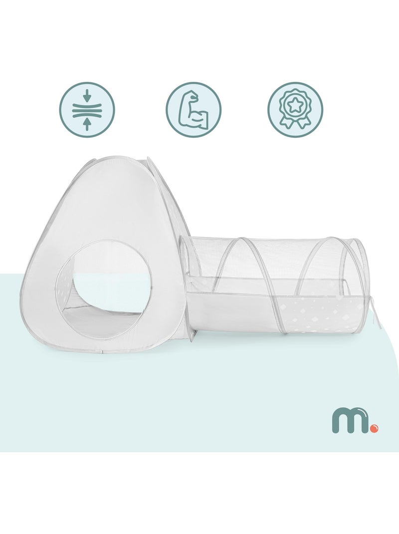 Mamabrum 2-in-1 pop-up speeltent voor kinderen vanaf 3 jaar – tipi en kruiptunnel, grijs en wit Grijs - Kiabi