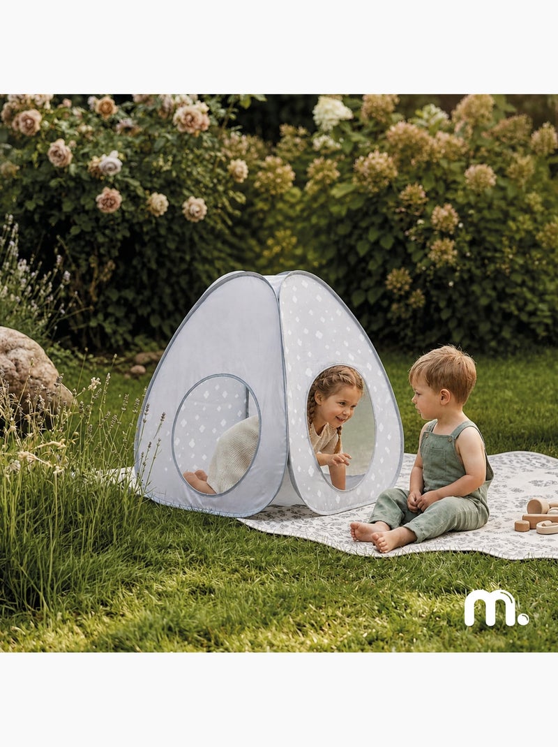 Mamabrum 2-in-1 pop-up speeltent voor kinderen vanaf 3 jaar – tipi en kruiptunnel, grijs en wit Grijs - Kiabi