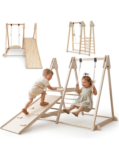 Mamabrum houten 3-in-1 binnenspeeltoestel voor kinderen vanaf 3 jaar - Kiabi Mamabrum houten 3-in-1 binnenspeeltoestel voor kinderen vanaf 3 jaar - Kiabi