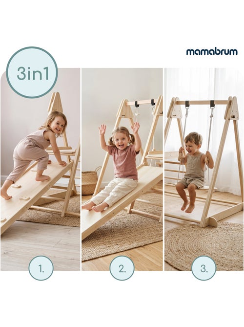 Mamabrum houten 3-in-1 binnenspeeltoestel voor kinderen vanaf 3 jaar - Kiabi Mamabrum houten 3-in-1 binnenspeeltoestel voor kinderen vanaf 3 jaar - Kiabi