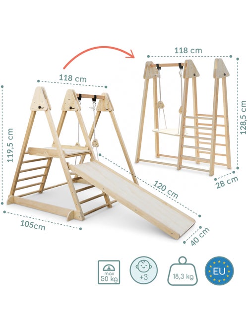 Mamabrum houten 3-in-1 binnenspeeltoestel voor kinderen vanaf 3 jaar - Kiabi Mamabrum houten 3-in-1 binnenspeeltoestel voor kinderen vanaf 3 jaar - Kiabi