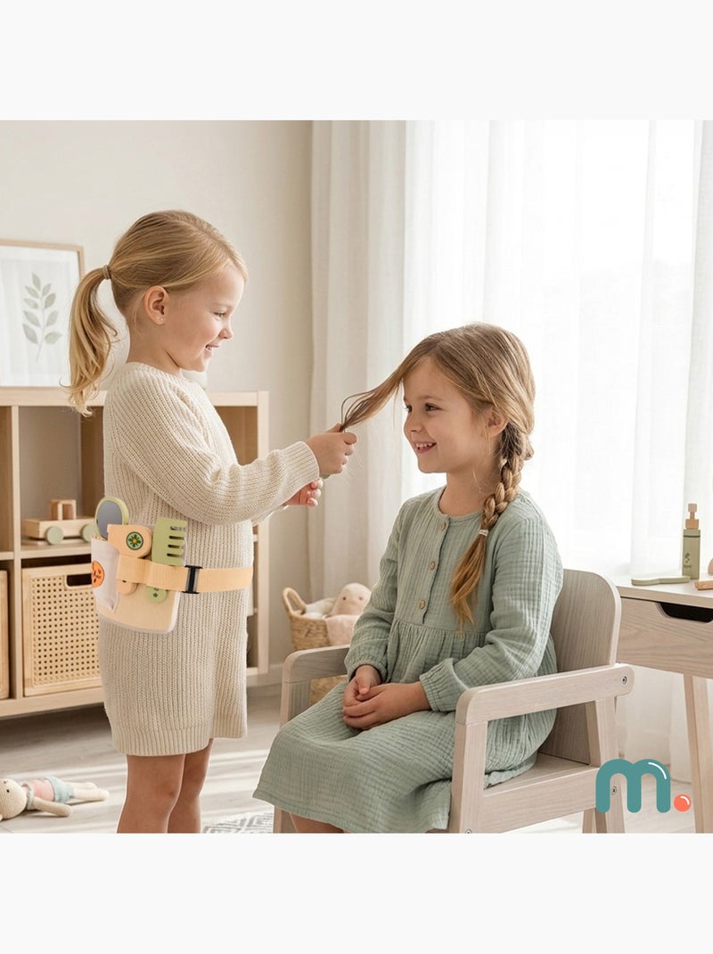 Mamabrum houten kappersset met 8 accessoires voor kinderen Beige - Kiabi