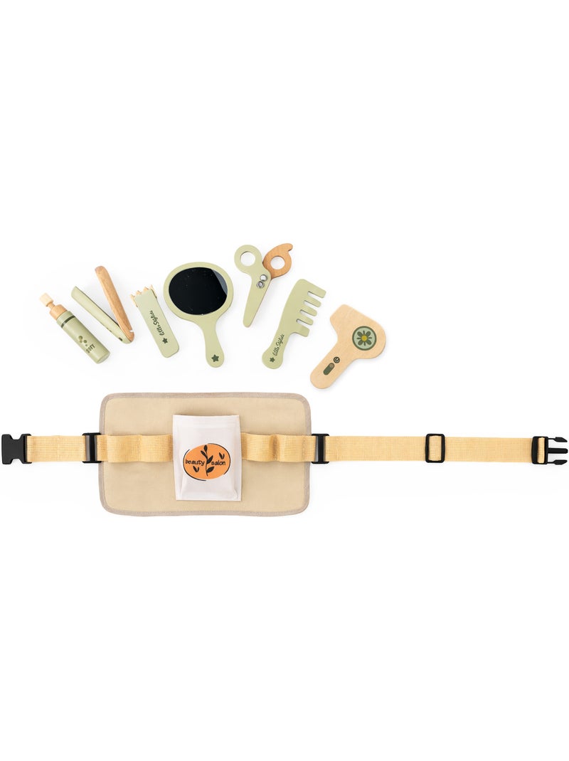 Mamabrum houten kappersset met 8 accessoires voor kinderen Beige - Kiabi