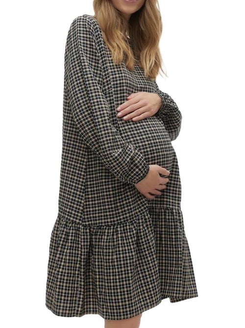 Mamalicious Anna Zwart/Beige Zwangerschapsjurk Dames - Kiabi Mamalicious Anna Zwart/Beige Zwangerschapsjurk Dames - Kiabi