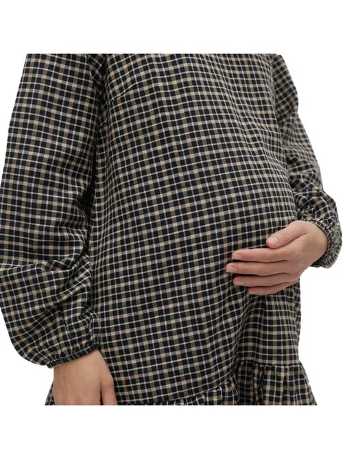 Mamalicious Anna Zwart/Beige Zwangerschapsjurk Dames - Kiabi Mamalicious Anna Zwart/Beige Zwangerschapsjurk Dames - Kiabi