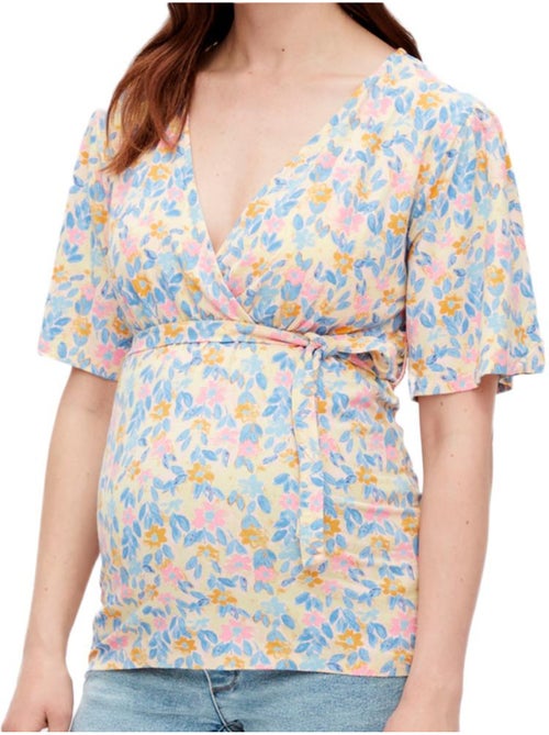 Mamalicious Brasil Zwangerschapsblouse Geel/Blauw voor Dames - Kiabi Mamalicious Brasil Zwangerschapsblouse Geel/Blauw voor Dames - Kiabi