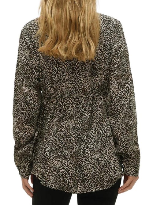 Mamalicious Cherry Zwart/Beige Damesoverhemd - Kiabi Mamalicious Cherry Zwart/Beige Damesoverhemd - Kiabi