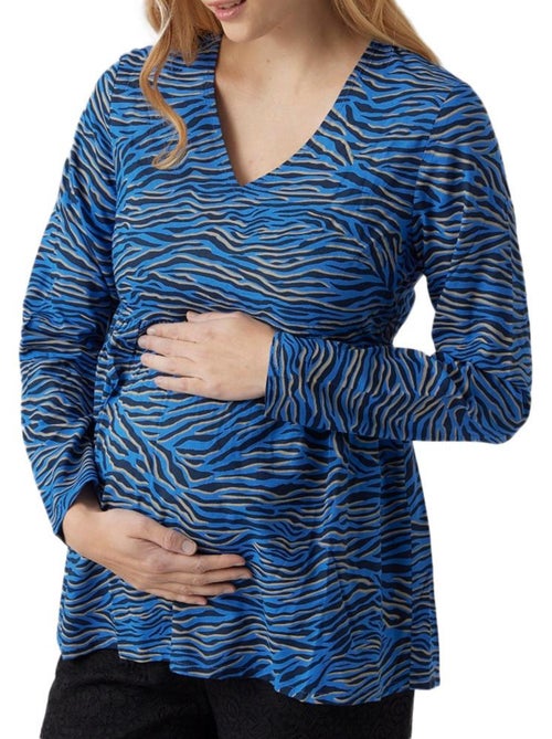 Mamalicious Costa Damesblouse Blauw/Zwart - Kiabi Mamalicious Costa Damesblouse Blauw/Zwart - Kiabi