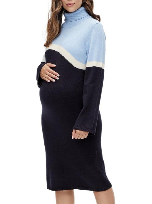 Mamalicious Dames Coltrui Jurk Blauw/Zwart - Kiabi Mamalicious Dames Coltrui Jurk Blauw/Zwart - Kiabi