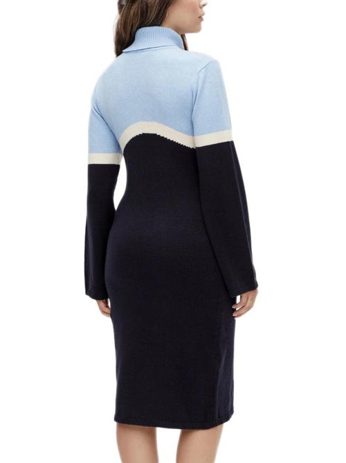 Mamalicious Dames Coltrui Jurk Blauw/Zwart - Kiabi Mamalicious Dames Coltrui Jurk Blauw/Zwart - Kiabi