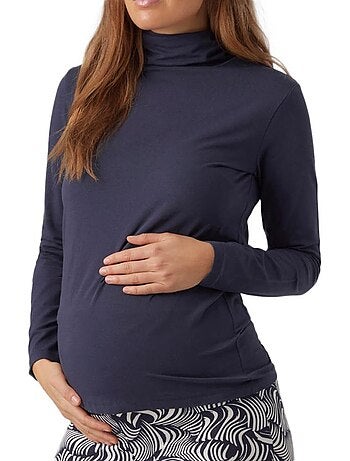 Mamalicious dames coltrui t-shirt met lange mouwen marineblauw