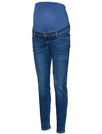 Mamalicious dames jeans regular fit blauw met destroyed details