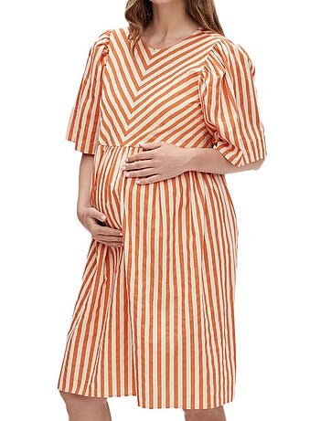Mamalicious felicity zwangerschapsjurk beige/oranje
