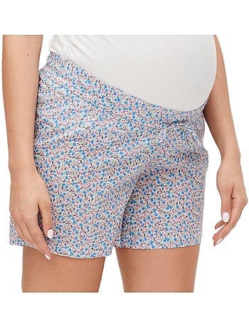 Mamalicious ginger zwangerschapsshorts wit/blauw voor dames