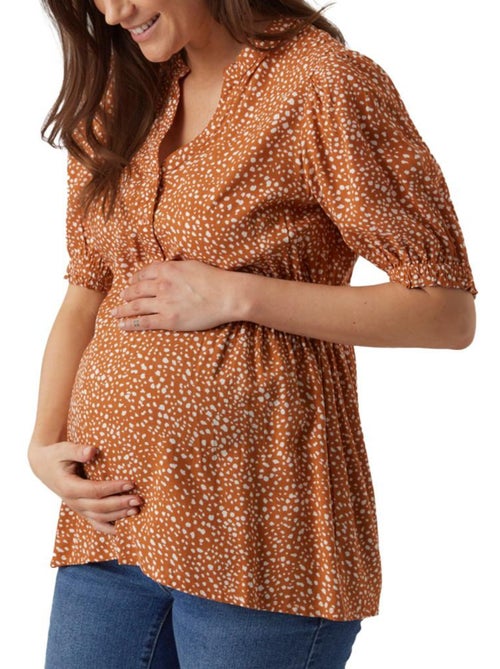 Mamalicious Hella Lia Oranje Damesblouse - Kiabi Mamalicious Hella Lia Oranje Damesblouse - Kiabi