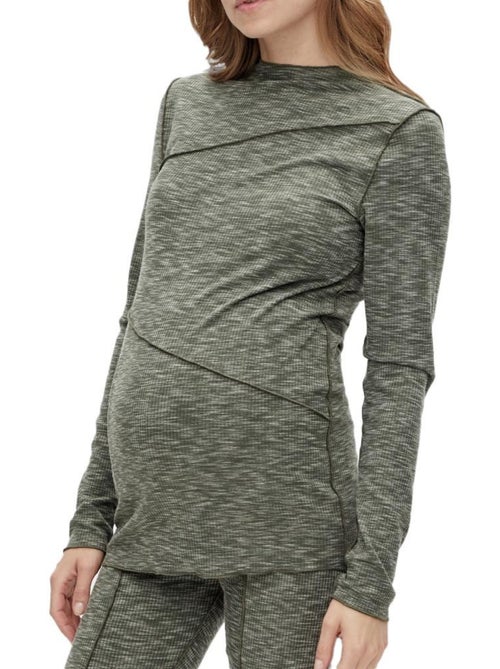 Mamalicious Ivy Dames T-shirt met Lange Mouwen Grijs - Kiabi Mamalicious Ivy Dames T-shirt met Lange Mouwen Grijs - Kiabi