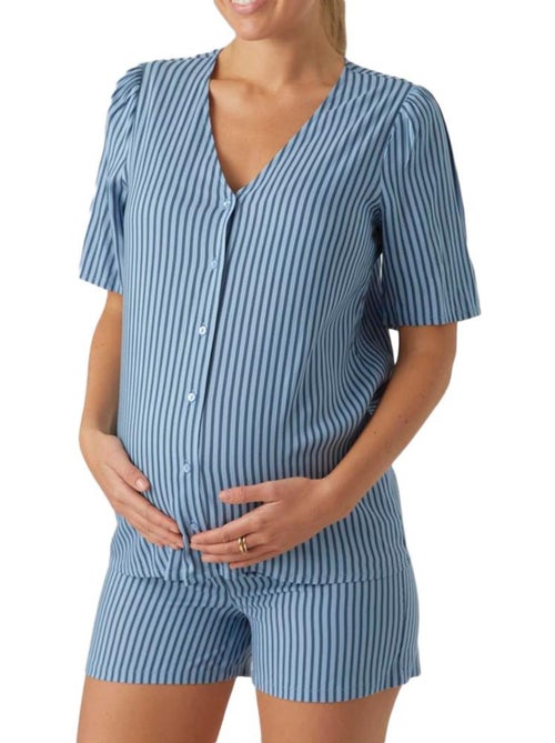 Mamalicious Jasmin Zwangerschapspyjama Blauw voor Dames - Kiabi Mamalicious Jasmin Zwangerschapspyjama Blauw voor Dames - Kiabi