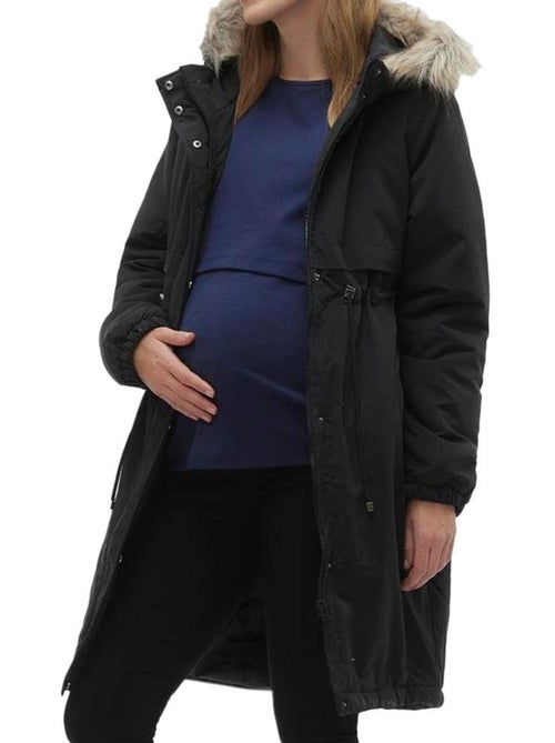Mamalicious Jessi Zwarte Parka voor Dames - Kiabi Mamalicious Jessi Zwarte Parka voor Dames - Kiabi