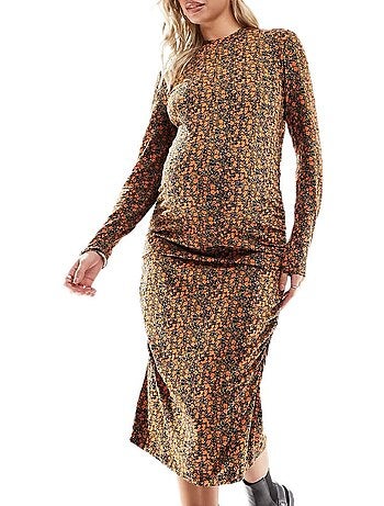Mamalicious laura oranje/zwarte zwangerschapsjurk