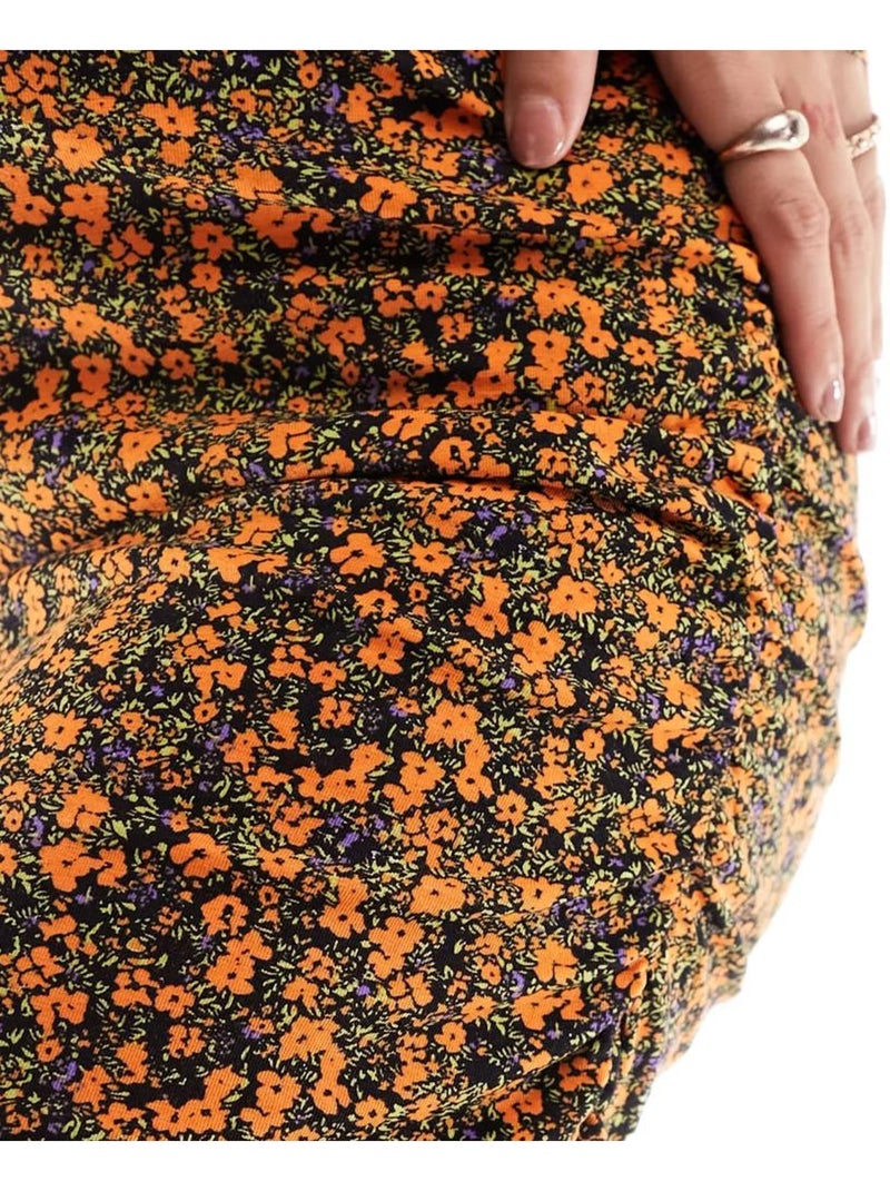 Mamalicious Laura Oranje/Zwarte Zwangerschapsjurk Oranje - Kiabi