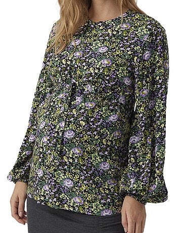 Mamalicious lia damesblouse zwart/geel