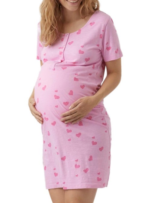 Mamalicious Lia Love Roze Nachthemd voor Dames - Kiabi Mamalicious Lia Love Roze Nachthemd voor Dames - Kiabi