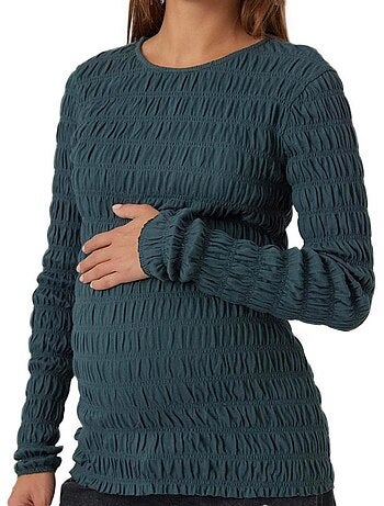 Mamalicious lise zwangerschapsshirt lange mouwen petrolblauw