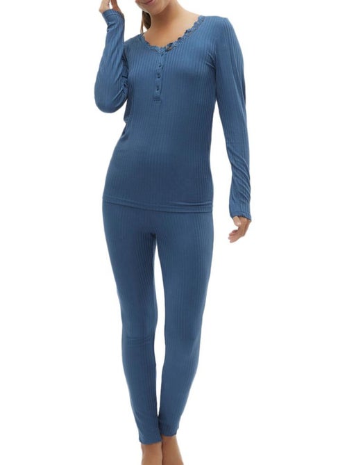 Mamalicious Lotus Dames Pyjama Blauw - Kiabi Mamalicious Lotus Dames Pyjama Blauw - Kiabi