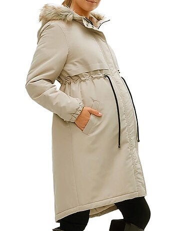 Mamalicious newjessi beige parka voor dames