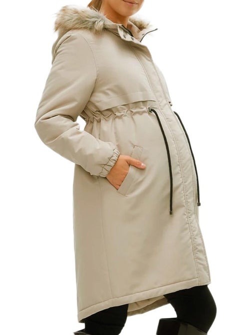Mamalicious Newjessi Beige Parka voor Dames - Kiabi Mamalicious Newjessi Beige Parka voor Dames - Kiabi