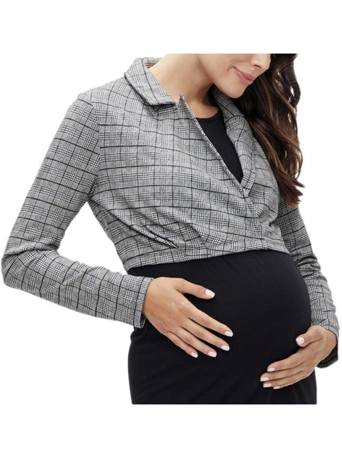 Mamalicious Noelli Zwangerschapsblazer Grijs/Zwart voor Dames - Kiabi Mamalicious Noelli Zwangerschapsblazer Grijs/Zwart voor Dames - Kiabi