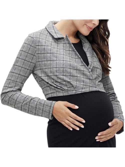 Mamalicious Noelli Zwangerschapsblazer Grijs/Zwart voor Dames - Kiabi Mamalicious Noelli Zwangerschapsblazer Grijs/Zwart voor Dames - Kiabi