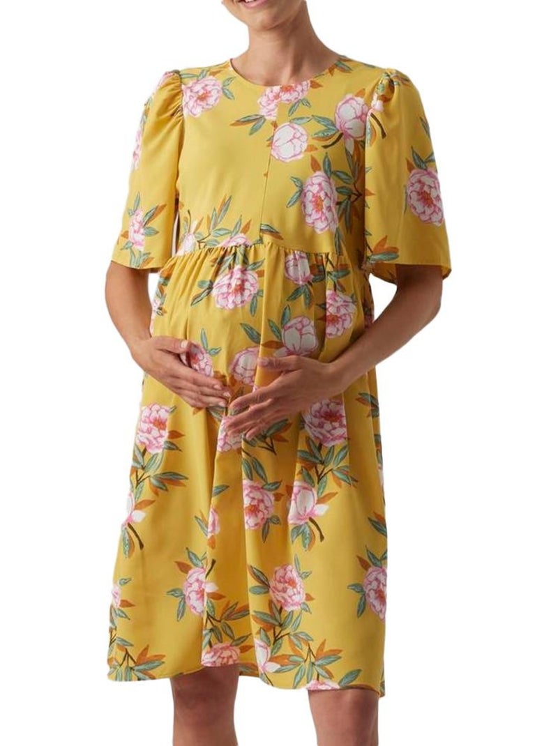 Mamalicious Palma Gele Zwangerschapsjurk Geel - Kiabi