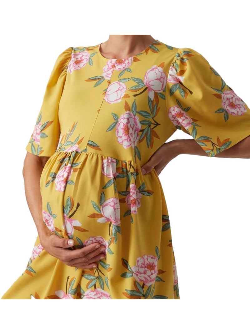 Mamalicious Palma Gele Zwangerschapsjurk Geel - Kiabi