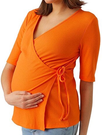 Mamalicious zwangerschap t-shirt dames oranje - comfortabel & stijlvol