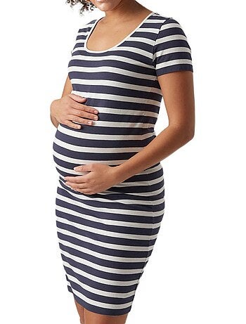 Mamalicious zwangerschapsjurk marineblauw/wit 20017376
