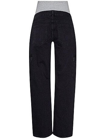 Mamalicious zwarte cargo jeans dames - wide leg