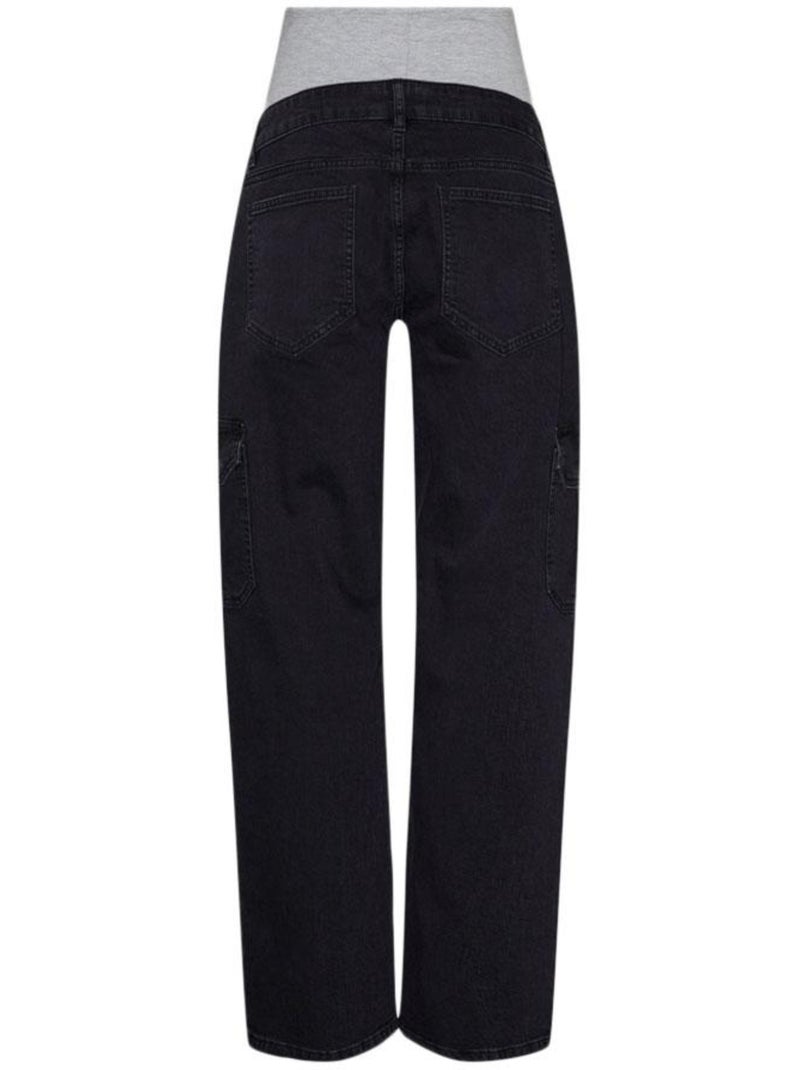 Mamalicious Zwarte Cargo Jeans Dames - Wide Leg Zwart - Kiabi