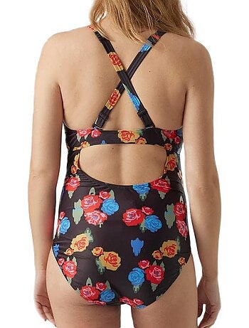 Mamalicious zwarte zwangerschapsbadpak met strik en bloemen
