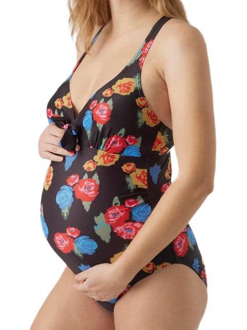 Mamalicious Zwarte Zwangerschapsbadpak met Strik en Bloemen - Kiabi Mamalicious Zwarte Zwangerschapsbadpak met Strik en Bloemen - Kiabi