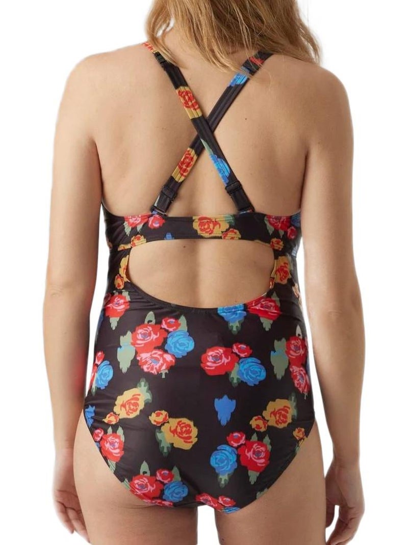 Mamalicious Zwarte Zwangerschapsbadpak met Strik en Bloemen Zwart - Kiabi