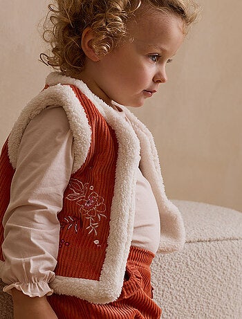Manouk omkeerbaar corduroy mouwloos kinderjack