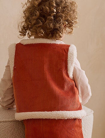 Manouk omkeerbaar corduroy mouwloos kinderjack