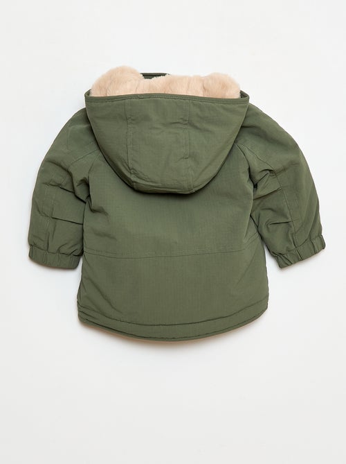 Manteau à capuche doublé fausse fourrure - Kiabi