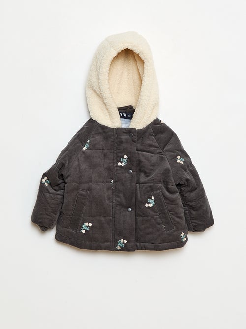 Manteau à capuche en velours - Kiabi