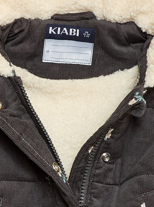 Manteau à capuche en velours - Kiabi