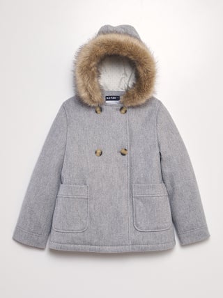 Manteau à capuche façon lainage