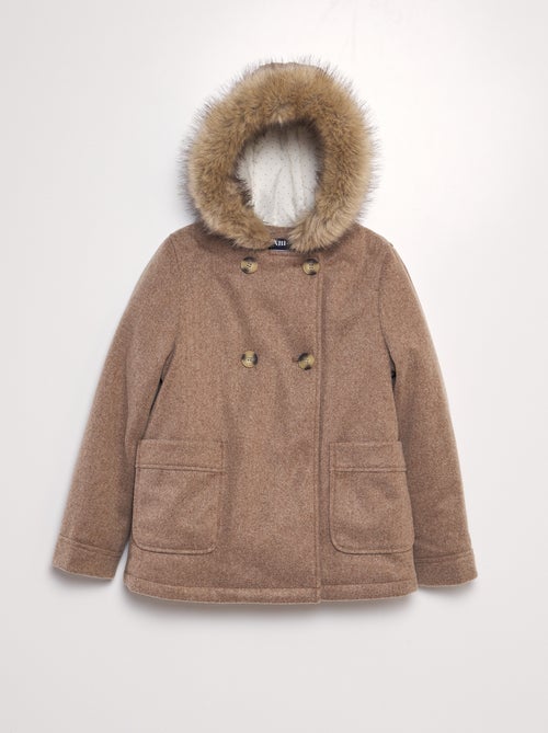 Manteau à capuche façon lainage - Kiabi