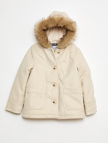 Manteau à capuche façon laine
