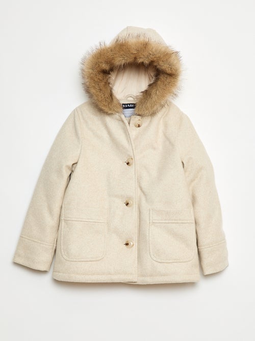 Manteau à capuche façon laine - Kiabi